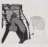 Untitled by The Hun, Ink, graphite, and screen-tone applique on paper. 1993, offered Feb 2026