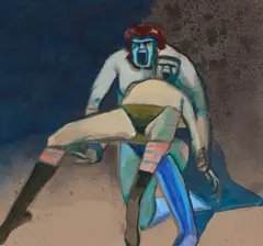 Over-the-knee by William Levitt Jr., Gouache and pastel on paper. Artist's masking tape along the border of the piece, offered Feb 2026