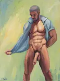3/4 Nude Against Wall by Robert J. Hughes, Oil on canvas, offered Feb 2026