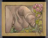 Cock with Flowers and Pissing by Joseph Radoccia, Oil and graphite on canvas, offered Feb 2026