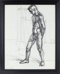 Standing Nude by Larry R. Collins, Charcoal on paper, offered Feb 2026