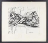 Reclining by Larry R. Collins, Charcoal Nude Posed with Male Torso Studio Sculpture. Charcoal on paper, offered Feb 2026