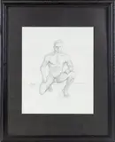 Kneeling Male Nude by Robert J. Hughes, 2000, Graphite on paper, offered Feb 2026
