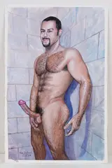 Portrait of Eduardo (The Artist's Husband) by Marc DeBauch, Gouache on paper, offered Feb 2026