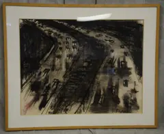 painting by David Kapp, oil stick on paper, sold Mar 2019