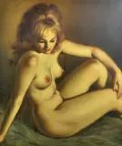 Painting of a Female Nude by Helmut Breuninger, oil on canvas, sold Mar 2019