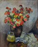 still life painting by Augusta Peoples, oil on canvas, sold Mar 2019