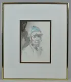 drawing by Ralph Scharff, charcoal and watercolor on paper, offered Mar 2019