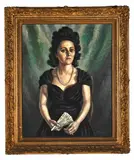 Portrait of a Lady in a Black Dress by Dezso Koenig, oil on canvas, sold Mar 2021