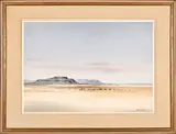 Karoo Landscape with Fields and Fence by Richard Rennie, watercolour on paper, sold Mar 2021