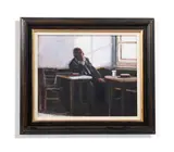 A man seated in a café by Clive McCartney, Acrylic on board, sold Oct 2026