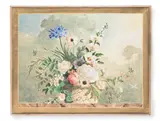 Still life of flowers in a landscape by George Oakes, Watercolour over traces of pencil, heightened with white, sold Oct 2026
