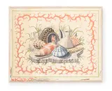 Still life of shells within a coral garland by George Oakes, Watercolour and bodycolour over pencil, sold Oct 2026