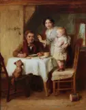 Grace before Meal by Alexander Hohenlohe Burr, oil on canvas, sold Oct 2014