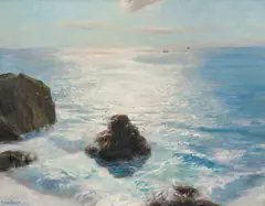 Breaking waves by Julius Olsson, oil on canvas, sold Oct 2014