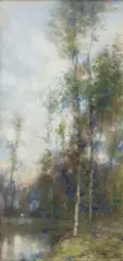 Silver birch trees by Rsw Robert Macaulay Stevenson, watercolour, offered Oct 2014