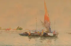 St. Francis of the Desert Island Monastery, Venice, Italy by Guido Agostini, Watercolor on paper, sold Aug 2025