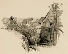Dutch Village by Charles Herbert Woodbury, Pencil on paper, sold Aug 2024