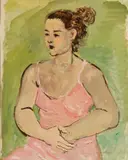 Young Girl in Pink by Nicolai Cikovsky, Gouache on paper, sold Aug 2024