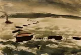 Harbor Scene by William Thon, Watercolor on paper, sold Aug 2024