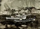 Sailboats by William Thon, Watercolor on paper, sold Aug 2024