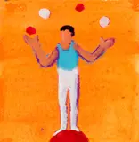 Juggler by Katherine Bradford, 2023, Acrylic on paper, sold Aug 2024
