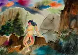 Sunbath by Leo Brooks, Watercolor on paper, sold Aug 2024
