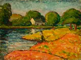 Fishing at Chase's Pond by Hamilton Easter Field, Oil on canvas, sold Aug 2024