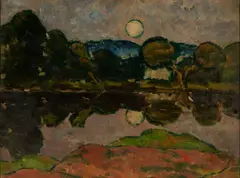 Moonlight on Chase's Pond by Hamilton Easter Field, Oil on canvas, sold Aug 2024