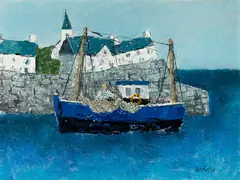 Harbor by William Irvine, Oil on panel, sold Aug 2024
