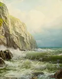Crashing Surf by William Trost Richards, 1903, Oil on canvas, sold Aug 2024