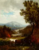 Mountain Landscape with Cows by William Hart, Oil on canvas, sold Aug 2024
