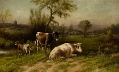Cows at Rest by George Riecke, Oil on canvas, offered Aug 2024