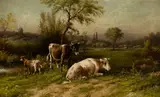 Cows at Rest by George Riecke, Oil on canvas, offered Aug 2024