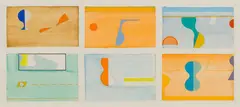 Six Panels by Panos Ghikas, Gouache on paper, sold Aug 2024