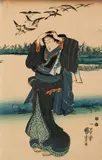 Geese Descending by Kuniyoshi Utagawa, c. 1848, Woodblock print, offered May 2023
