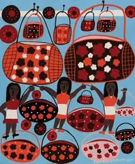 Baskets and Bags by Amos Ferguson, Enamel on paperboard laid to masonite, offered Aug 2022