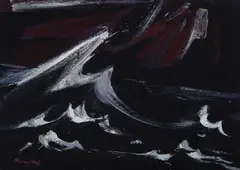 Black Sea with Wave by Alex Minewski, Casein on paper, offered Aug 2022