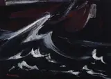 Black Sea with Wave by Alex Minewski, Casein on paper, offered Aug 2022