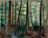 Cathedral Woods, Monhegan by Henry Kallem, Watercolor on paper, offered Aug 2022