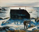 Winter Chores Monhegan, Maine by Andrew Winter, Oil on board, offered Aug 2022