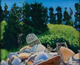 Granite and Green Matinicus by Chris Huntington, 1974, Oil on panel, offered Aug 2022