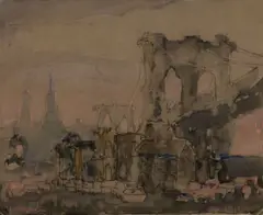 Brooklyn Bridge by Hank Virgona, Watercolor on paper, offered Aug 2022