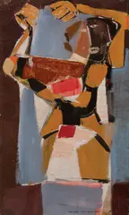 Abstract Figure by Vaclav Vytlacil, Mixed media on paper attached to canvas, offered Aug 2022