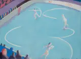 Figure Skating, Warming Up (Kerrigan, Harding) Hamar, Norway by Eric Aho, 1994, Pastel on paper, offered Mar 2022