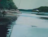 Quebec Salmon, Jump (2/2) by John Louis Laurent, 1982, Acrylic on masonite, offered Mar 2022