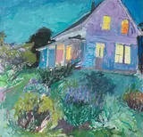House Lit Up at Night by Henry Finkelstein, Oil on canvas, offered Aug 2021