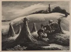 Loading Corn (Shucking Corn) by Thomas Hart Benton, 1945, Lithograph, offered Aug 2021