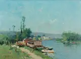 Along the River by Eugène Galien-Laloue, Oil on canvas, offered Aug 2021