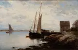 Ship in Port by Hendricks A. Hallett, 1880, Oil on canvas, offered Aug 2021